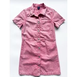 Girl's Gap Pink Denim Button Down Shirt Dress Size Large